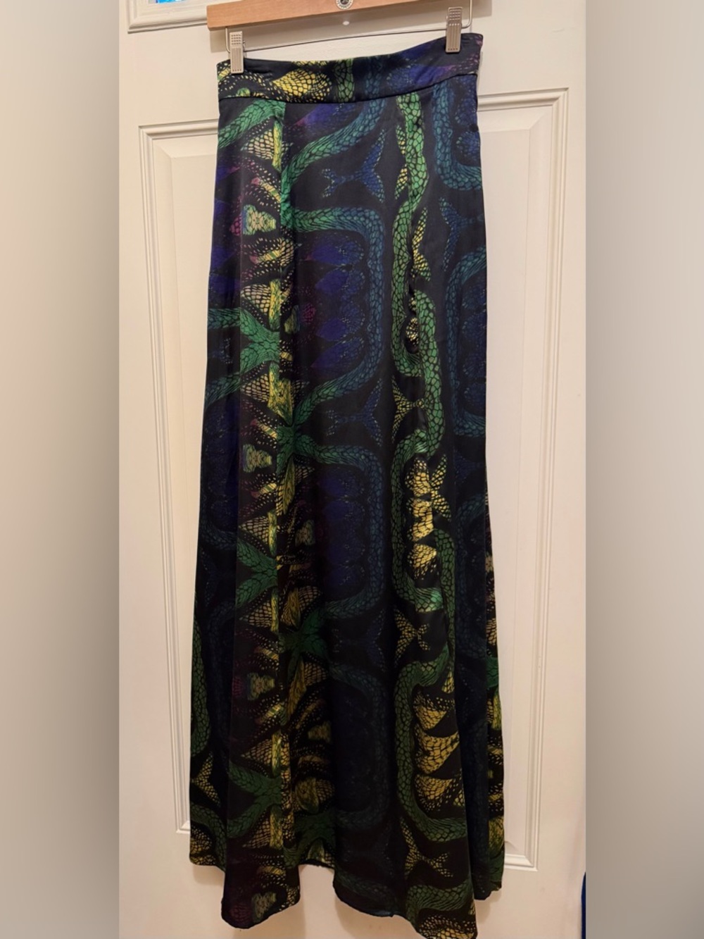 eshakti Green, Blue & Yellow Snake-Print Beautiful Maxi Skirt